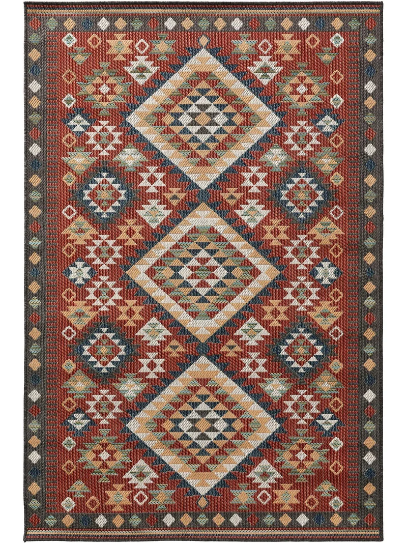 Tapis ethnique géométrique multicolore d'intérieur et d'extérieur 200x290 cm