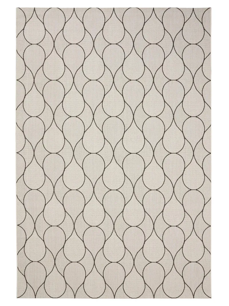 Tapis contemporain motif goutte blanc et noir d'intérieur et d'extérieur 80x150 cm