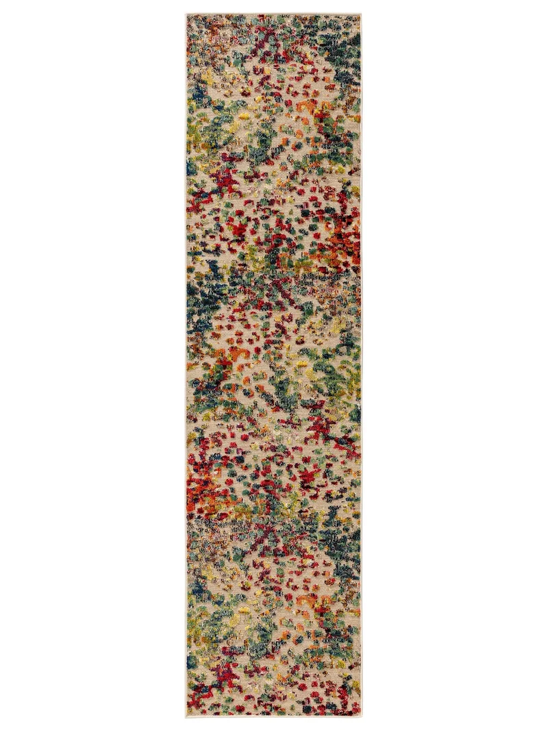Tapis contemporain tressé de couloir multicolore d'intérieur et d'extérieur 70x240 cm