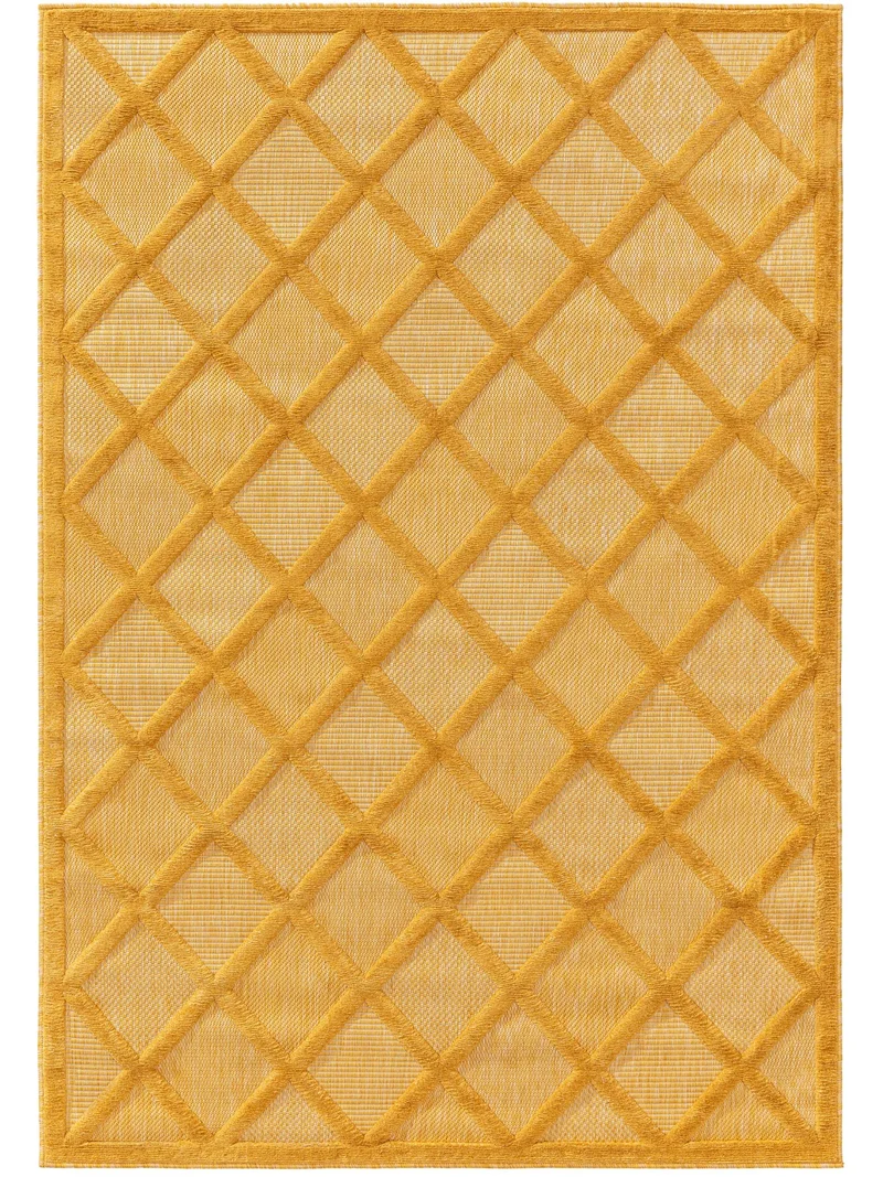 Tapis géométrique jaune d'intérieur et d'extérieur 120x170 cm