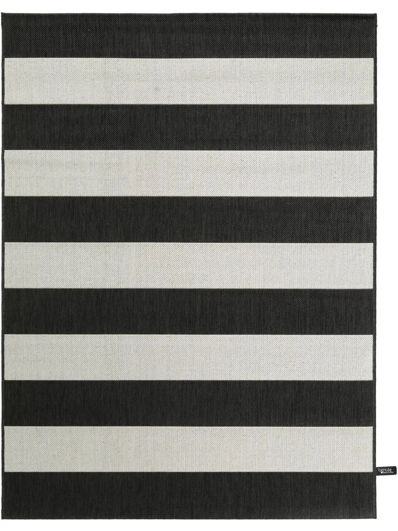 Tapis moderne rayé enfant noir et blanc d'intérieur et d'extérieur 80x150 cm