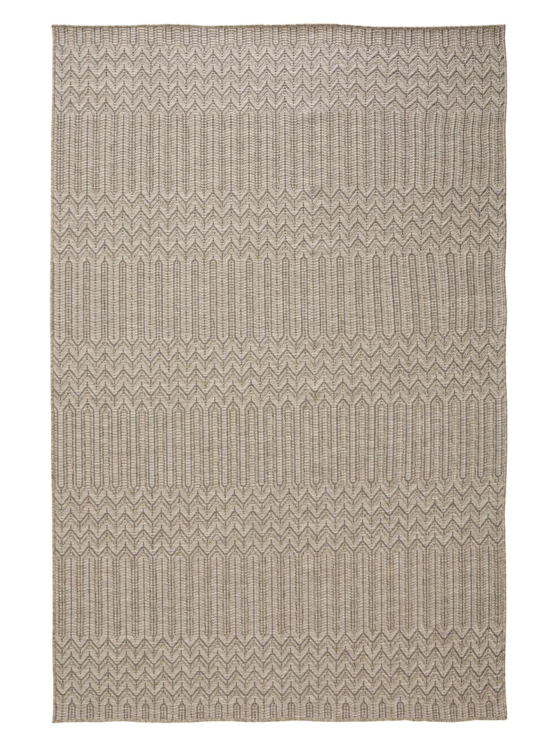 Tapis scandinave motif géométrique marron naturel d'intérieur et d'extérieur 120x170 cm