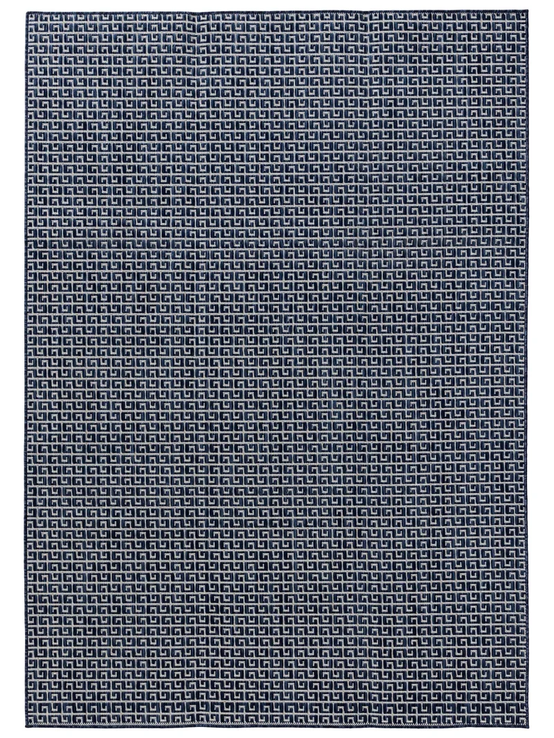 Tapis moderne motif grec bleu d'intérieur et d'extérieur 140x200 cm