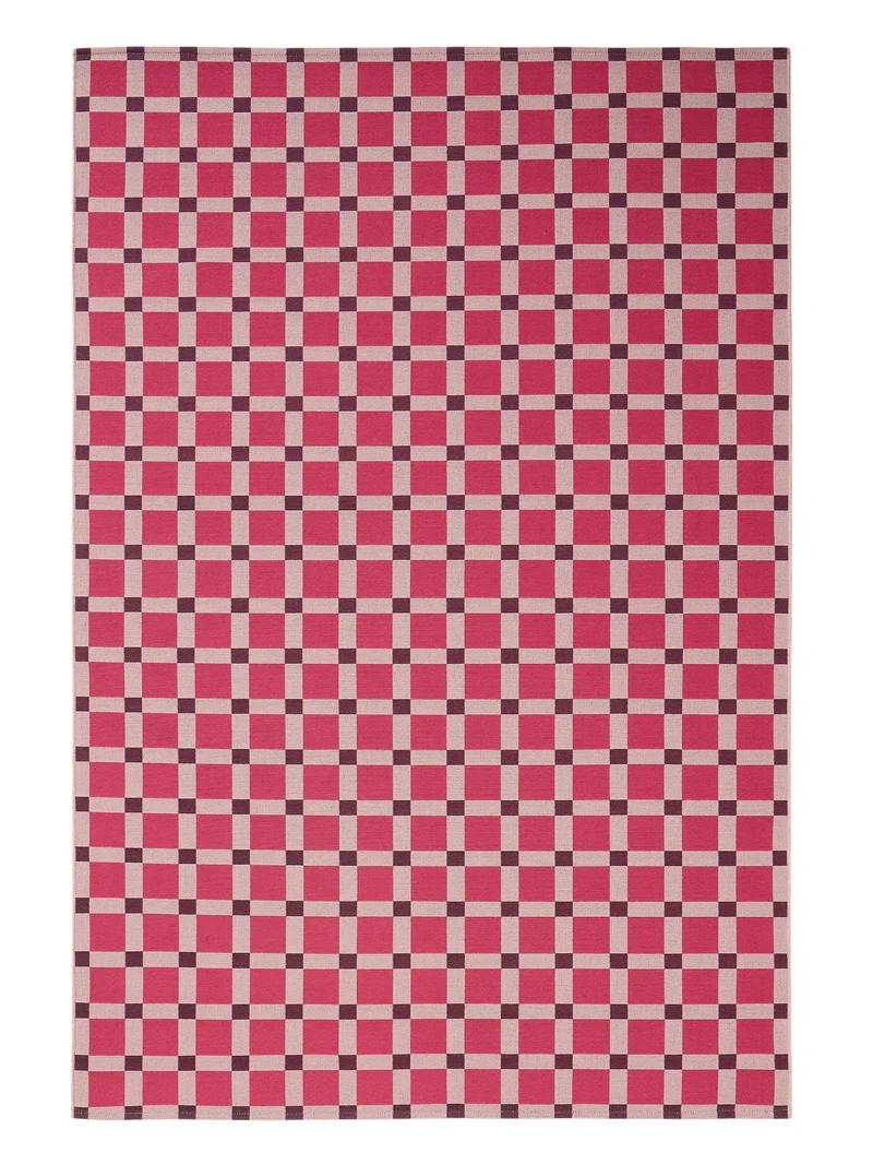 Tapis contemporain quadrillé rose d'intérieur et d'extérieur 160x235 cm