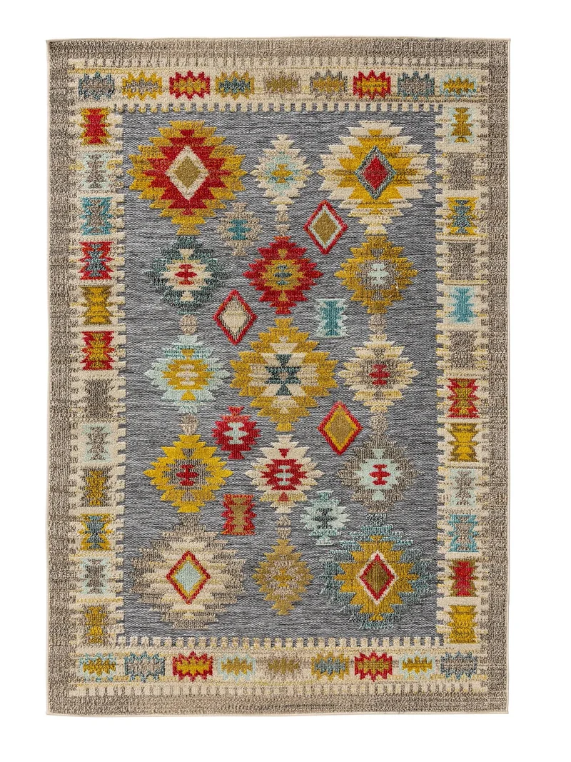 Tapis ethnique multicolore d'intérieur et d'extérieur 120x170 cm
