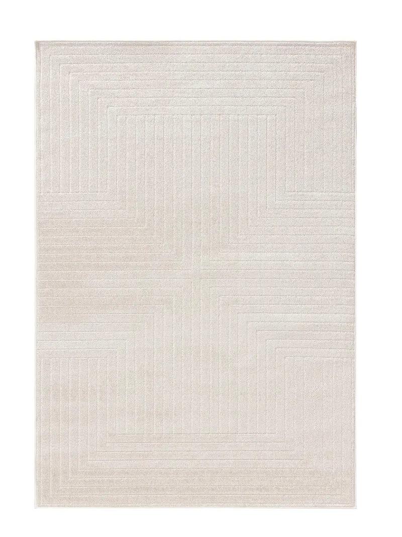 Tapis moderne géométrique crème d'intérieur et d'extérieur 240x340 cm