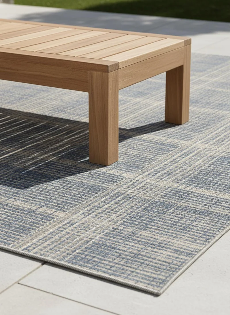 Tapis contemporain bleu et gris d'intérieur et d'extérieur 240x340 cm