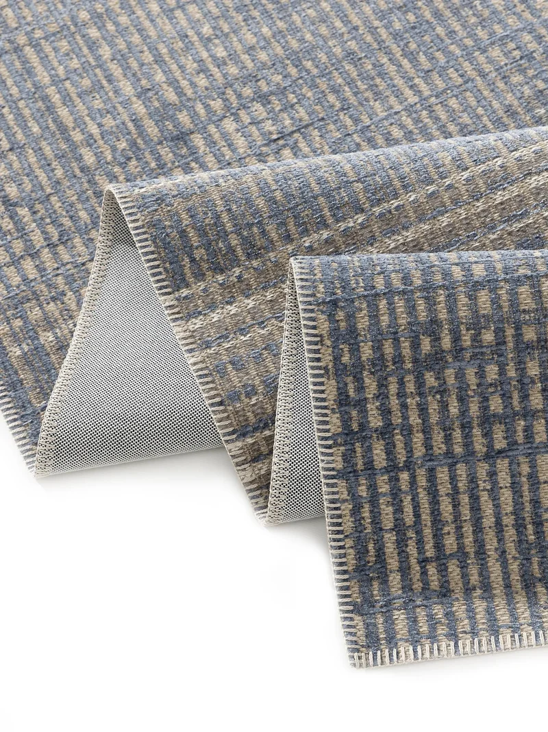 Tapis contemporain bleu et gris d'intérieur et d'extérieur 240x340 cm