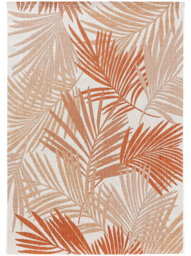 Tapis moderne motif feuille orange d'intérieur et d'extérieur 160x230 cm