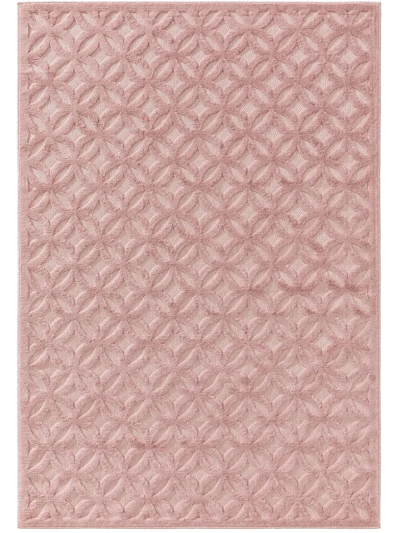 Tapis géométrique motif rosace rose d'intérieur et d'extérieur 200x290 cm