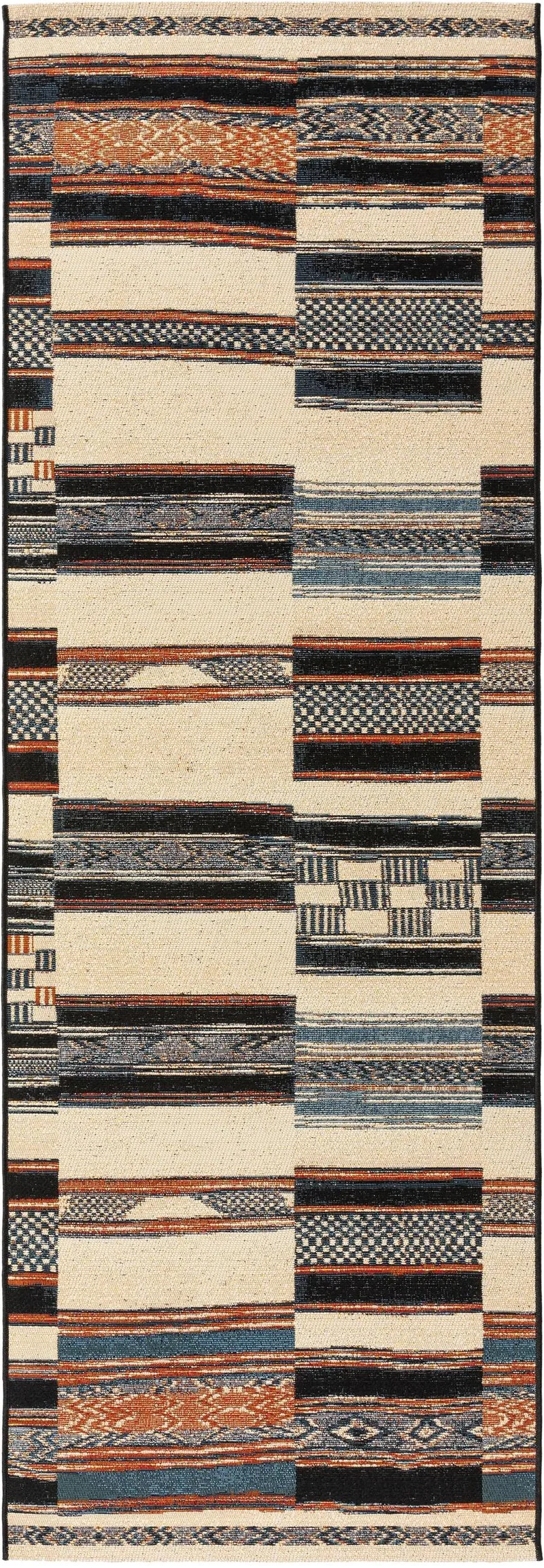 Tapis patchwork motif ethnique de couloir multicolore d'intérieur et d'extérieur 80x250 cm
