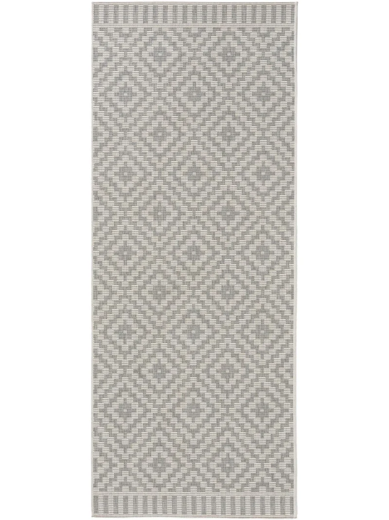 Tapis géométrique motif berbère de couloir gris d'intérieur et d'extérieur 80x200 cm