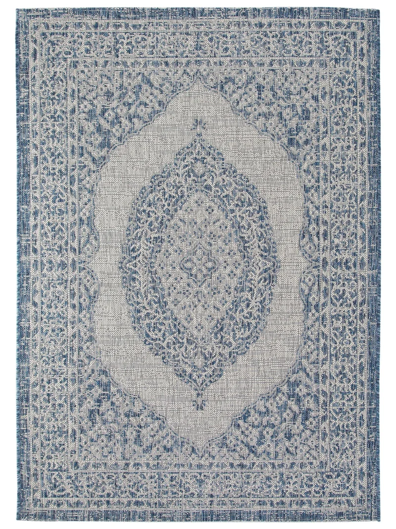 Tapis vintage oriental bleu et gris d'intérieur et d'extérieur 160x230 cm