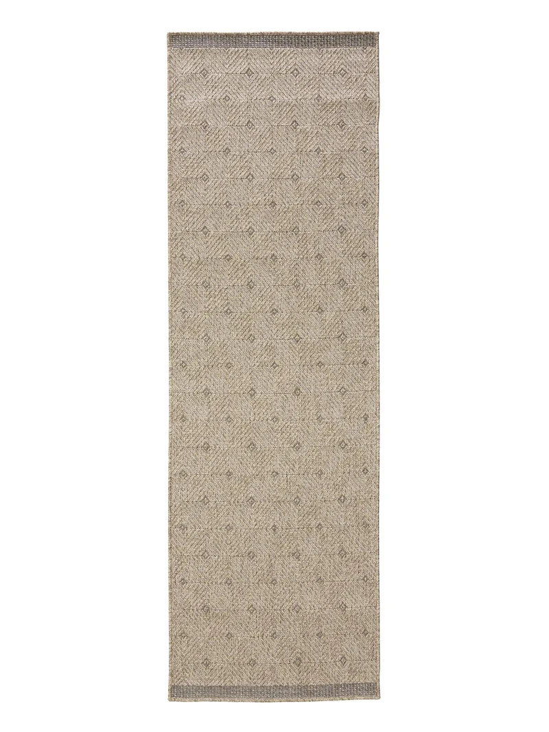 Tapis scandinave motif à points de couloir marron naturel d'intérieur et d'extérieur 80x240 cm
