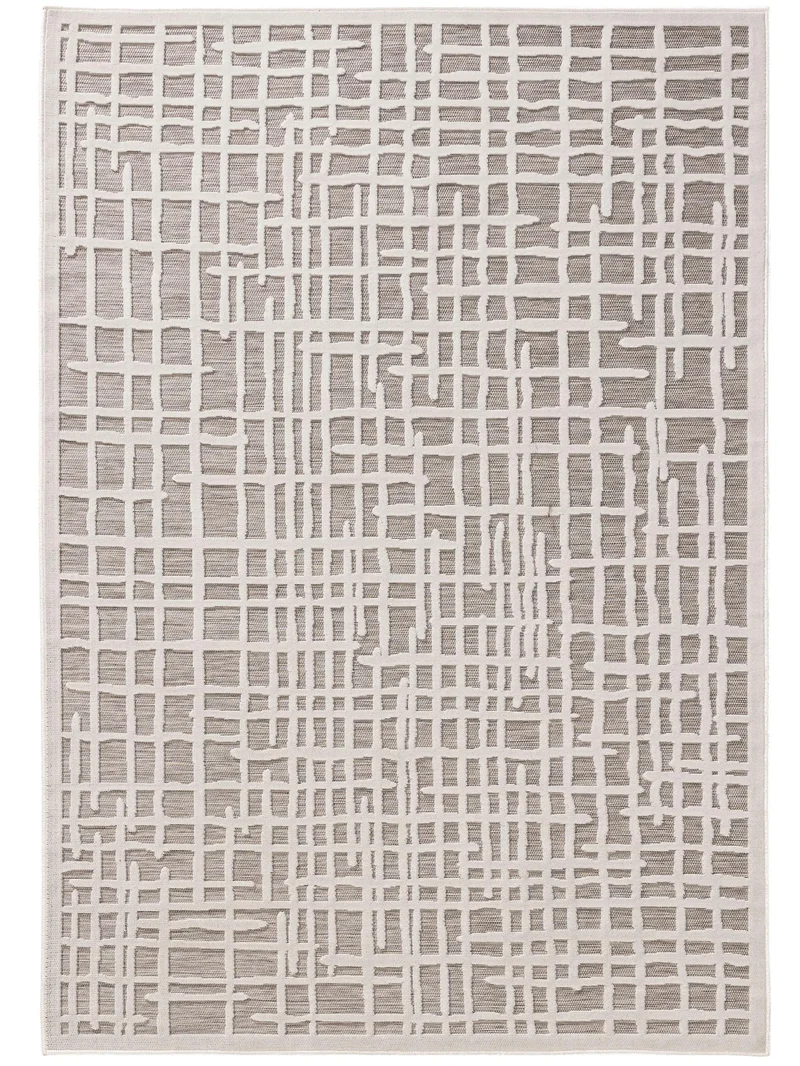 Tapis contemporain abstrait greige d'intérieur et d'extérieur 120x170 cm