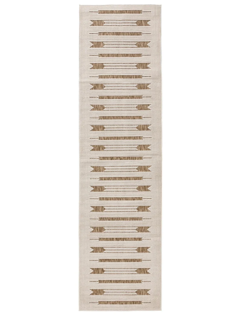 Tapis moderne style ethnique de couloir crème d'intérieur et d'extérieur 70x200 cm