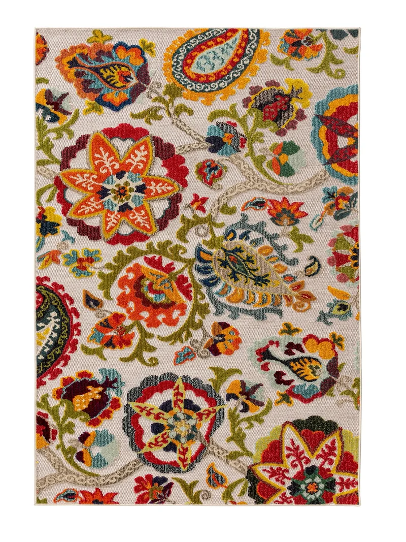 Tapis à fleurs style patchwork multicolore d'intérieur et d'extérieur 120x170 cm