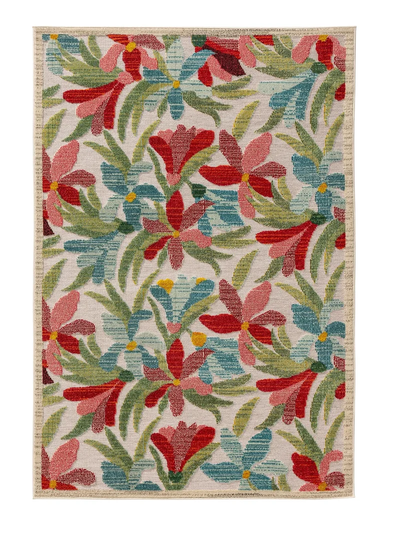 Tapis à fleurs multicolore d'intérieur et d'extérieur 200x290 cm