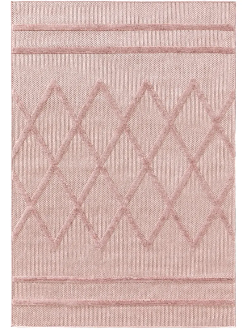 Tapis géométrique motif berbère rose d'intérieur et d'extérieur 80x150 cm