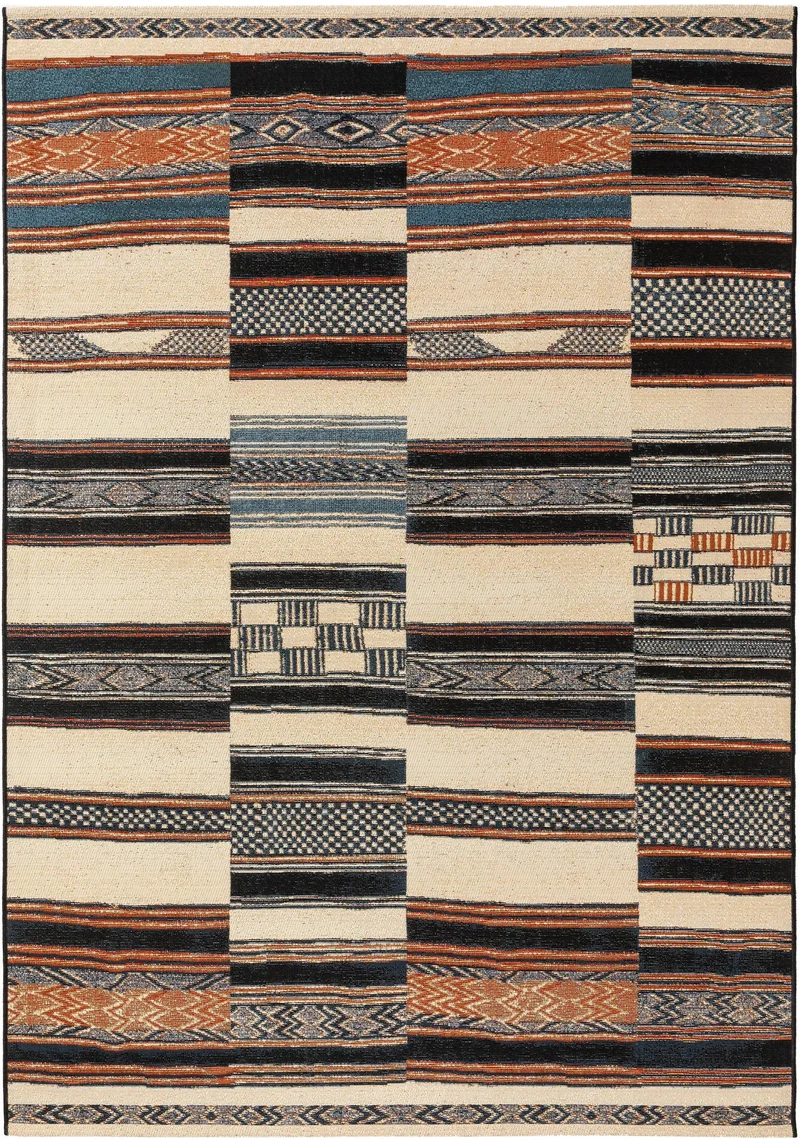 Tapis patchwork motif ethnique multicolore d'intérieur et d'extérieur 160x235 cm