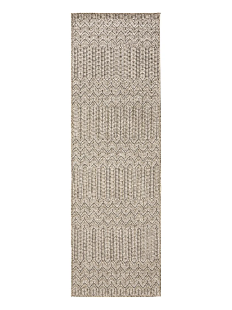 Tapis scandinave motif géométrique de couloir marron naturel d'intérieur et d'extérieur 80x240 cm