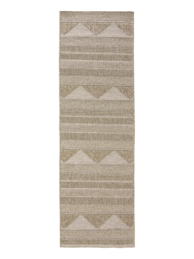 Tapis scandinave motif ethnique de couloir marron naturel d'intérieur et d'extérieur 80x240 cm