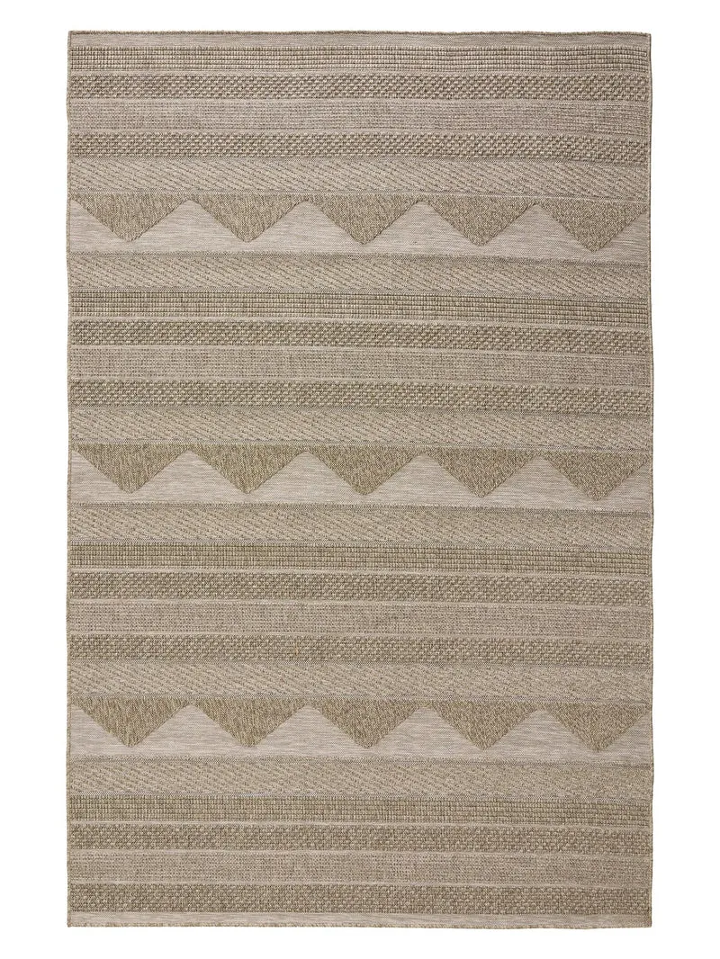 Tapis scandinave motif ethnique marron naturel d'intérieur et d'extérieur 240x340 cm