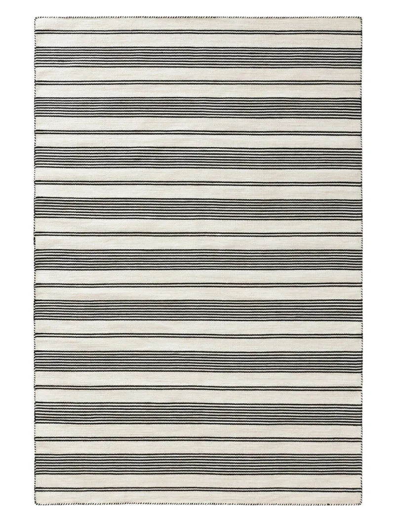 Tapis scandinave motif rayé beige et noir d'intérieur et d'extérieur 250x350 cm