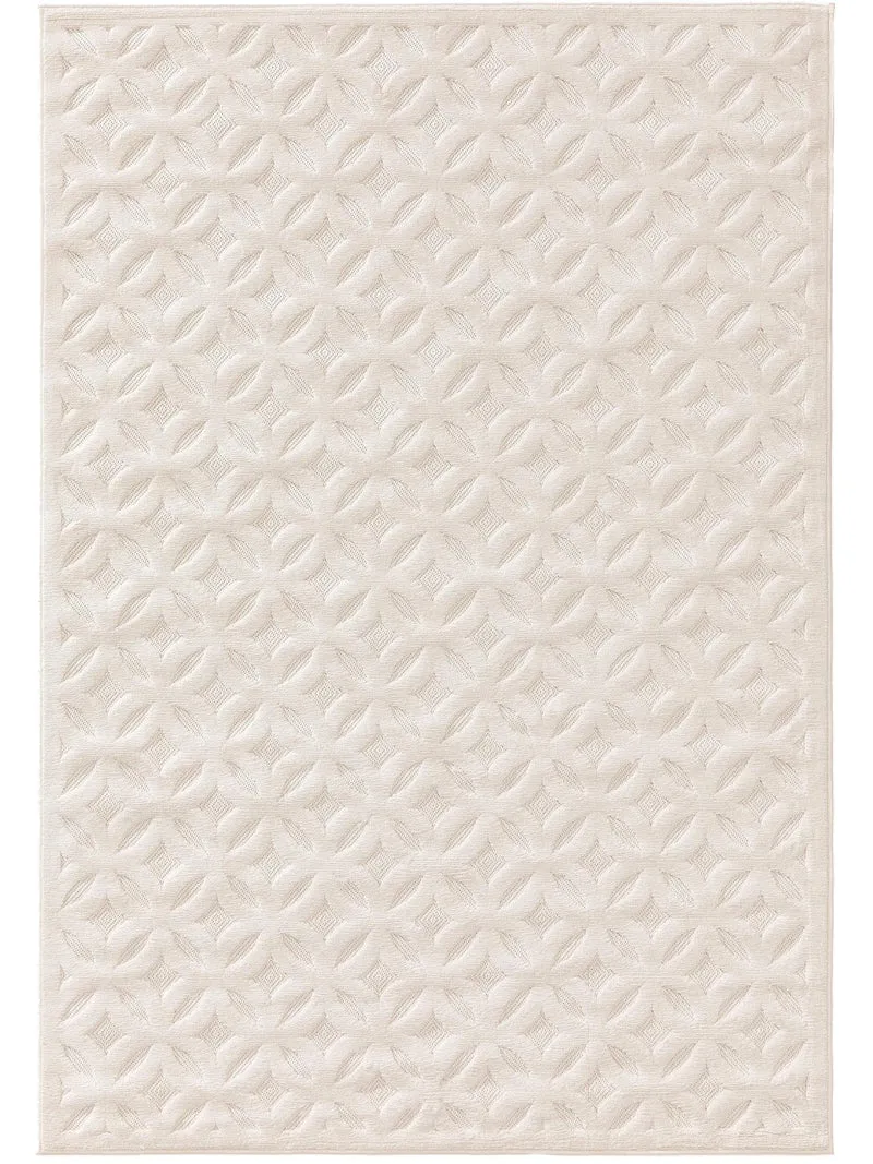 Tapis géométrique motif rosace crème d'intérieur et d'extérieur 120x170 cm