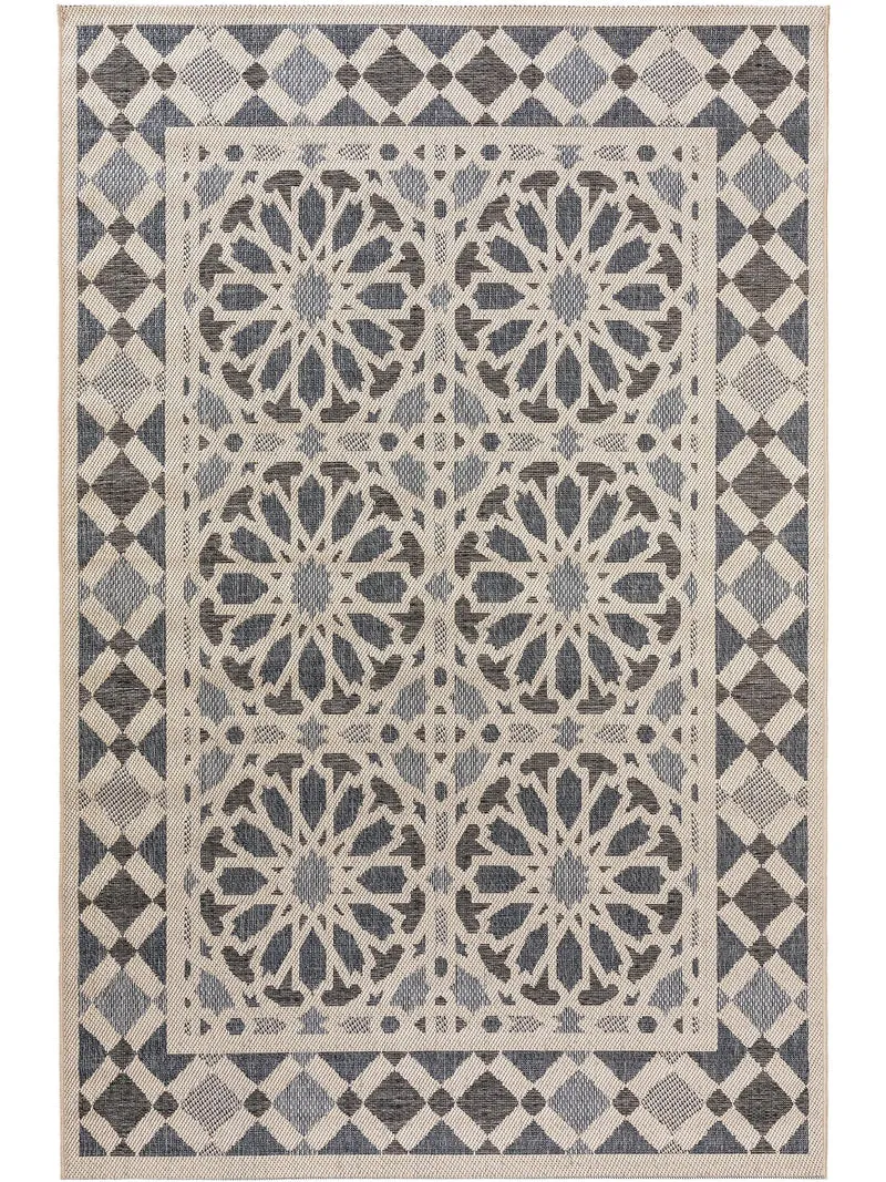 Tapis oriental gris et beige d'intérieur et d'extérieur 200x285 cm
