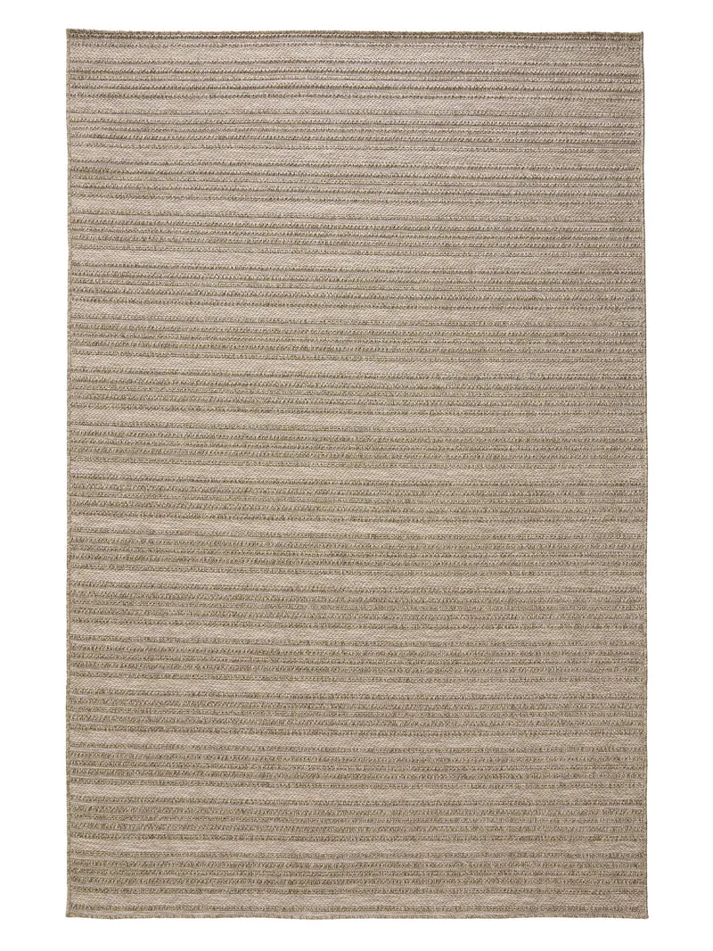 Tapis scandinave rayé beige d'intérieur et d'extérieur 140x200 cm