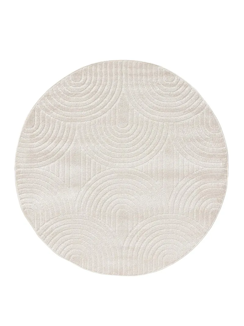 Tapis moderne arches rond crème d'intérieur et d'extérieur 160 cm de diamètre