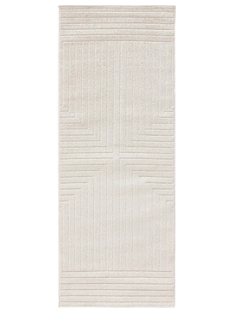 Tapis moderne géométrique de couloir crème d'intérieur et d'extérieur 80x200 cm