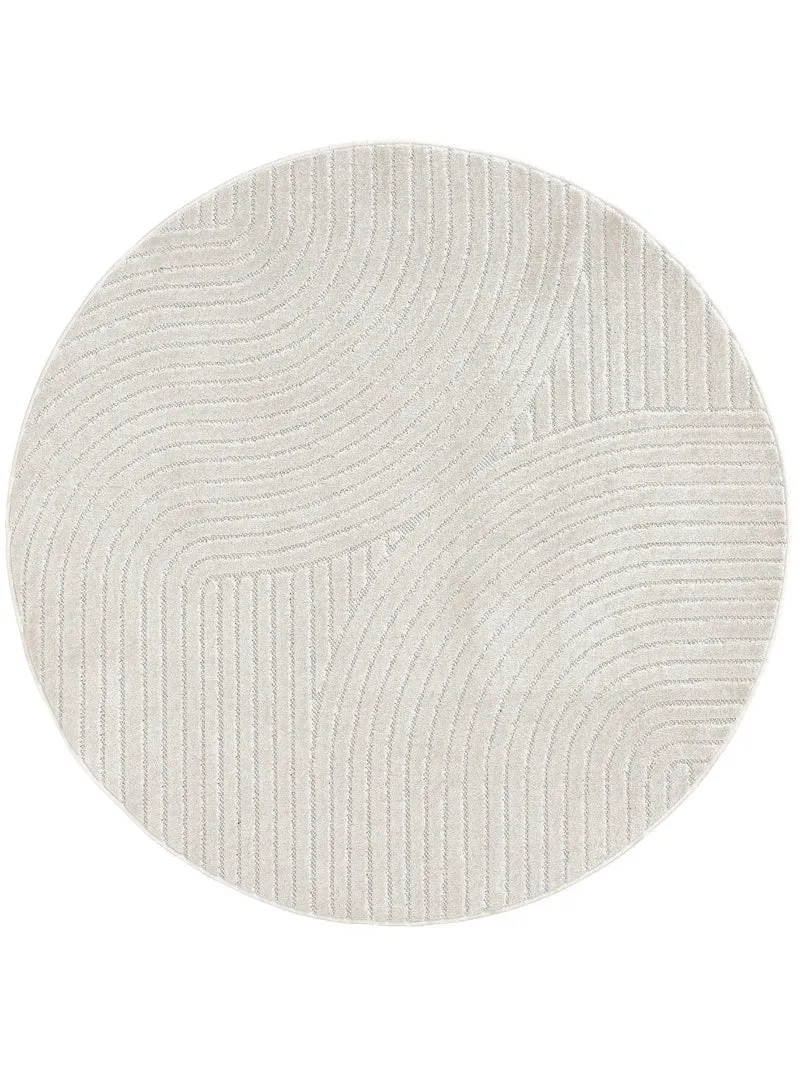 Tapis moderne contemporain rond blanc d'intérieur et d'extérieur 160 cm de diamètre
