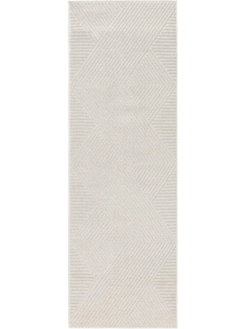 Tapis moderne géométrique de couloir blanc d'intérieur et d'extérieur 80x240 cm