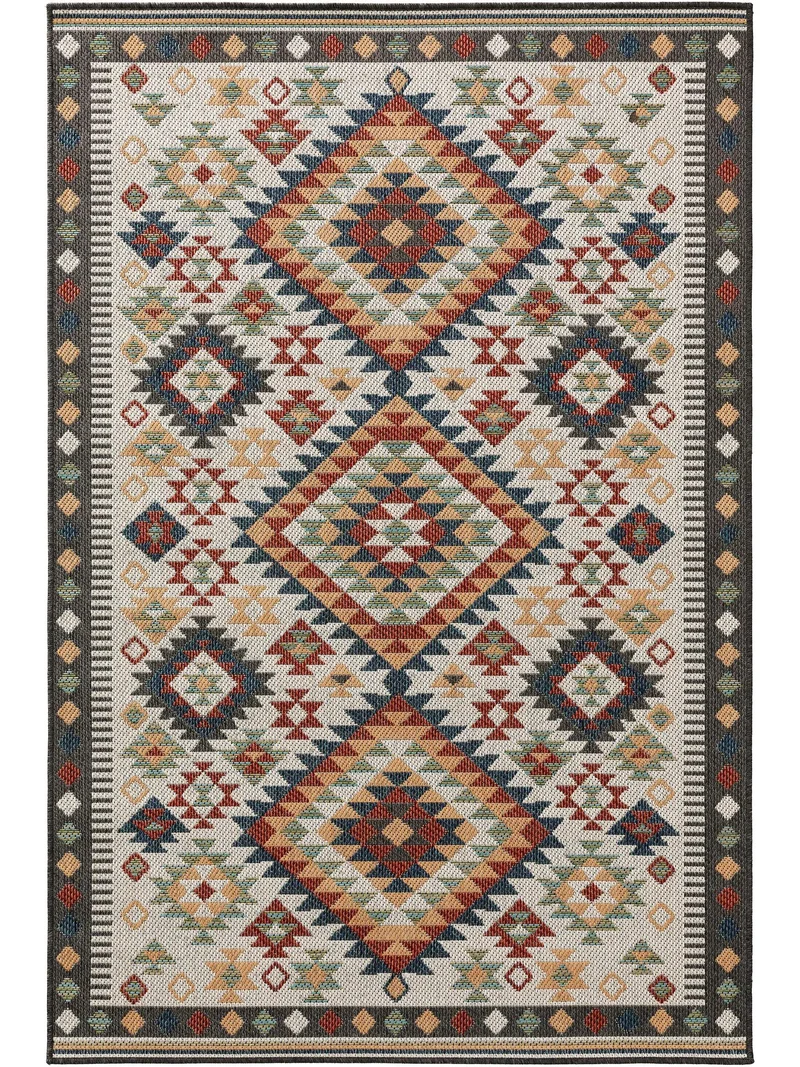 Tapis ethnique géométrique rouge d'intérieur et d'extérieur 80x150 cm