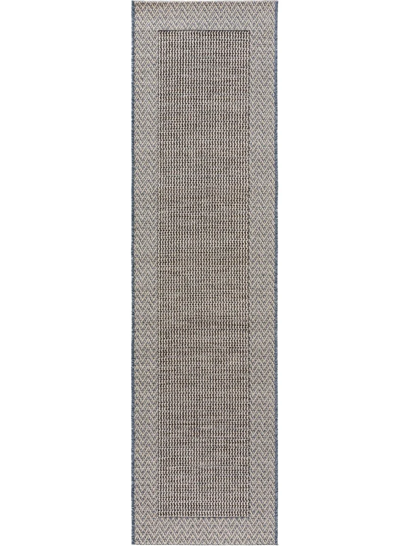 Tapis scandinave de couloir gris et beige d'intérieur et d'extérieur 67x240 cm