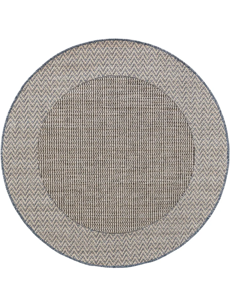 Tapis scandinave rond gris et beige d'intérieur et d'extérieur 130 cm de diamètre