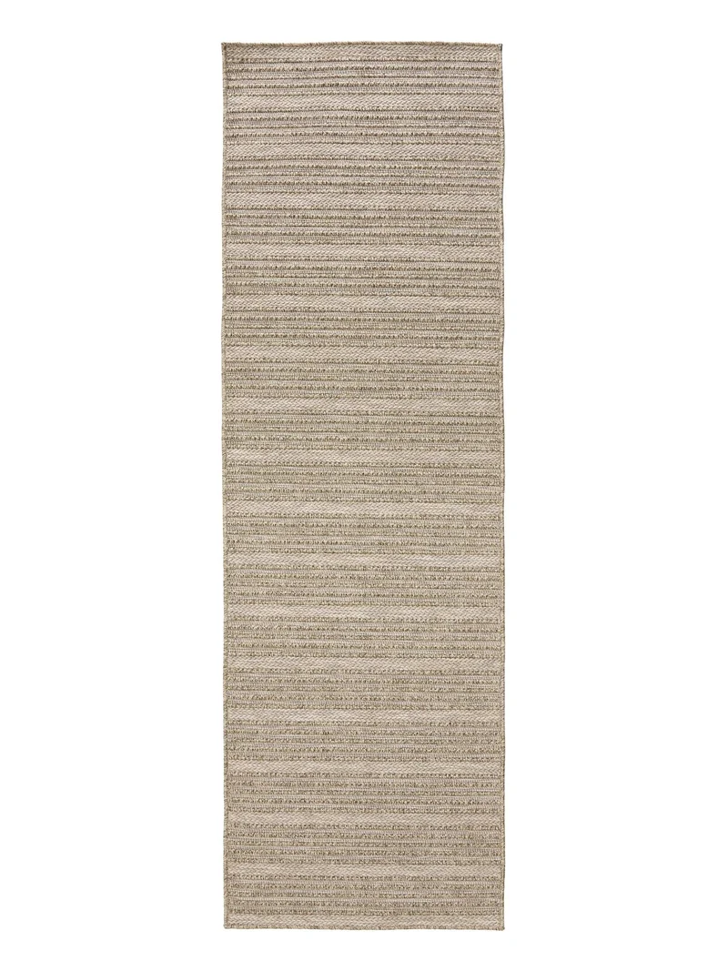 Tapis scandinave rayé de couloir beige d'intérieur et d'extérieur 80x240 cm