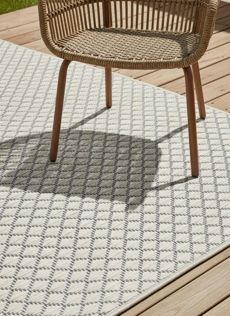 Tapis moderne motif losange blanc d'intérieur et d'extérieur 160x230 cm