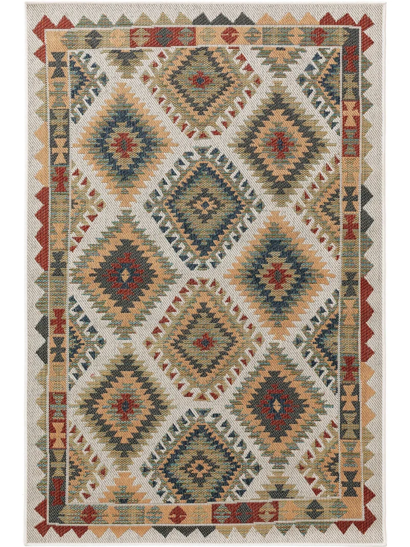Tapis ethnique bohème multicolore d'intérieur et d'extérieur 120x170 cm