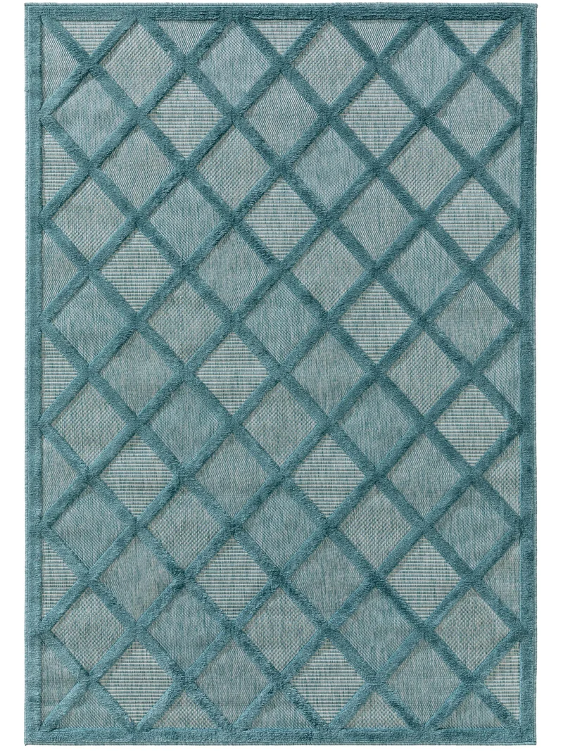 Tapis géométrique turquoise d'intérieur et d'extérieur 80x150 cm