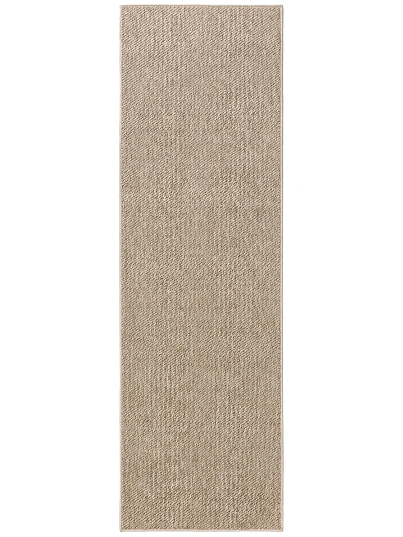 Tapis scandinave tressé à plat de couloir taupe d'intérieur et d'extérieur 80x250 cm