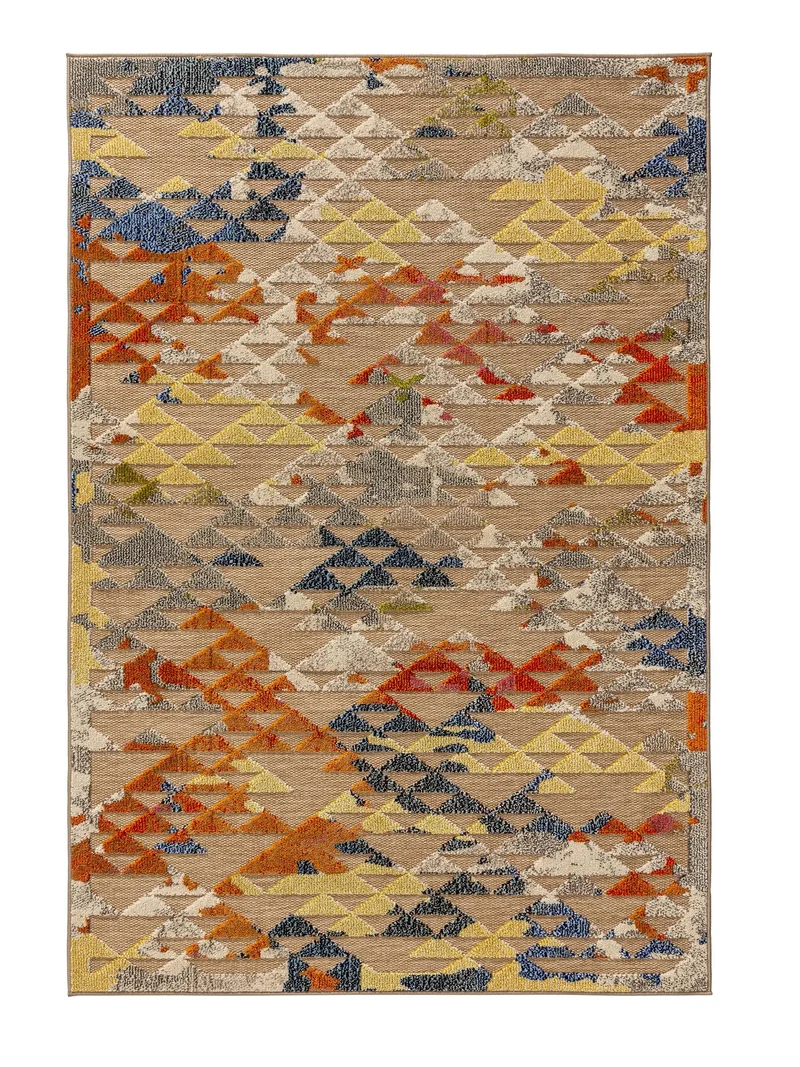 Tapis contemporain géométrique motif triangulaire multicolore d'intérieur et d'extérieur 160x230 cm