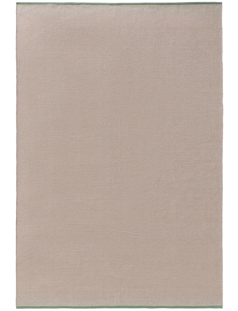 Tapis scandinave tressage géométrique beige et vert d'intérieur et d'extérieur 120x170 cm