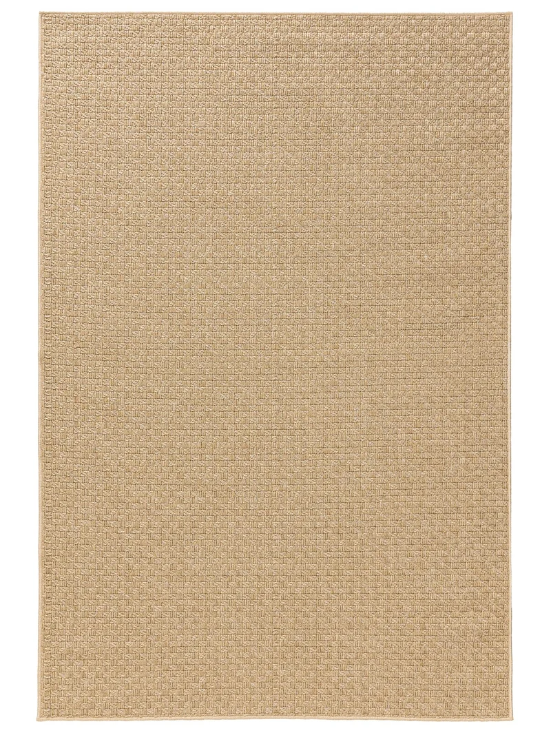 Tapis géométrique tressé à carreaux beige d'intérieur et d'extérieur 77x150 cm