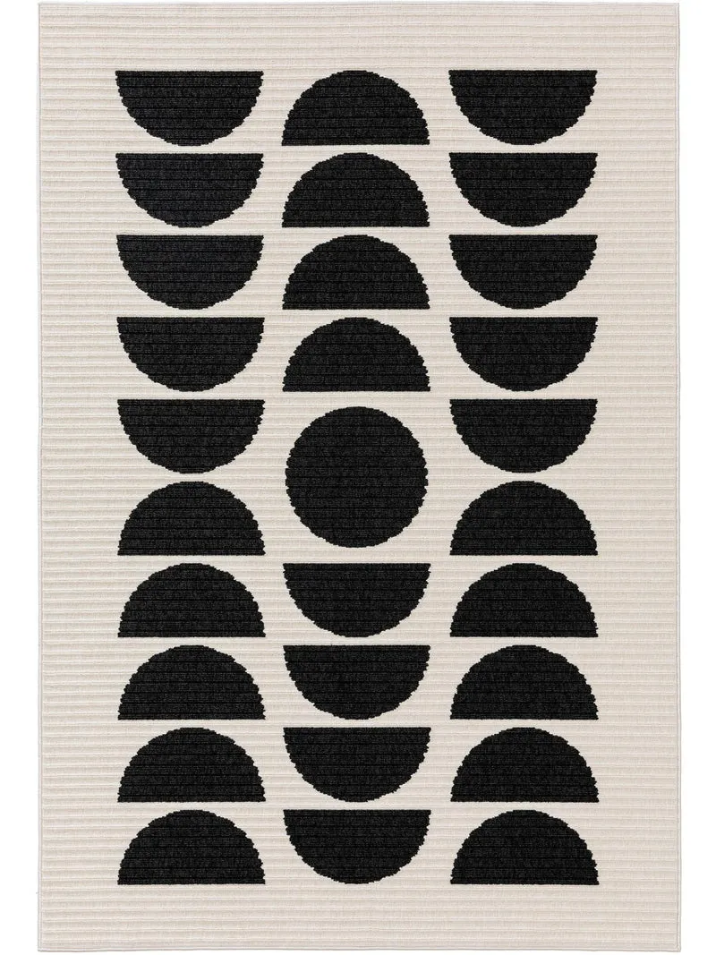 Tapis contemporain motif motif arche noir et blanc d'intérieur et d'extérieur 200x290 cm