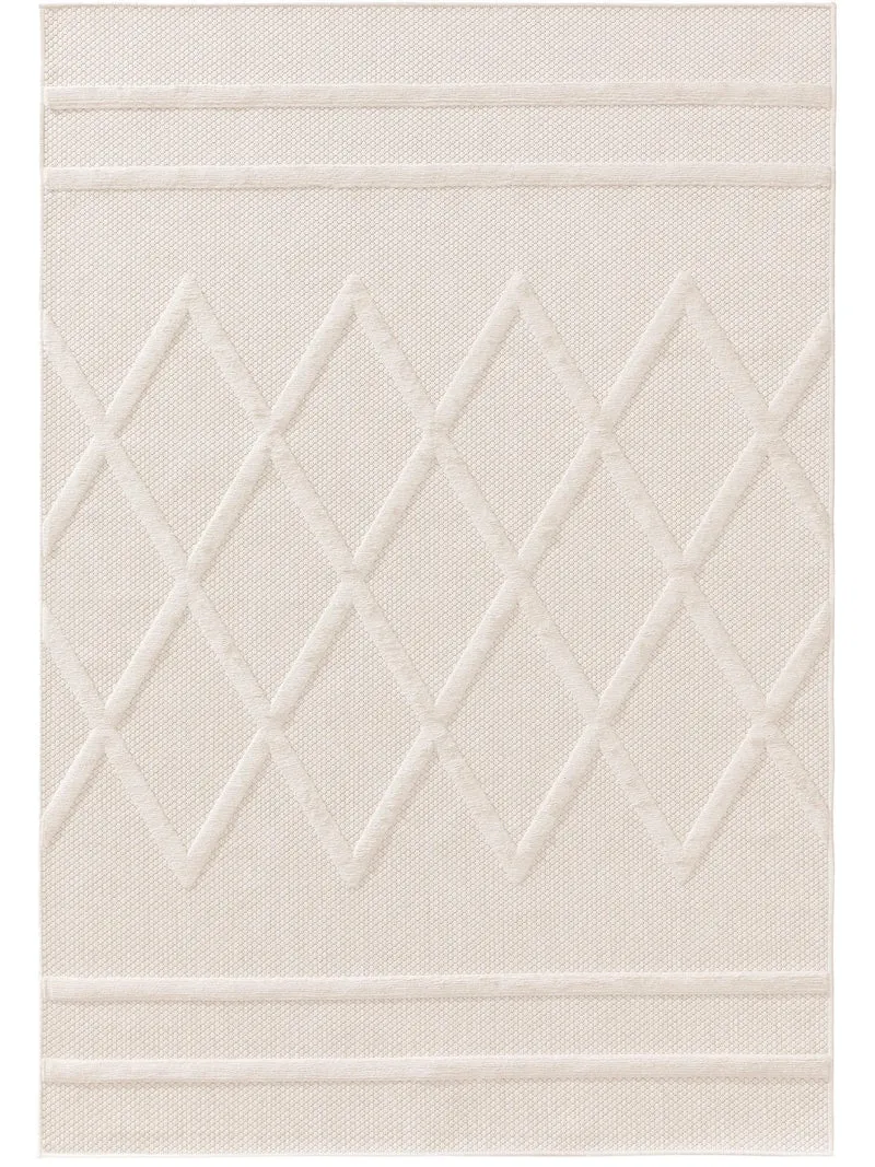 Tapis géométrique motif berbère crème d'intérieur et d'extérieur 80x150 cm