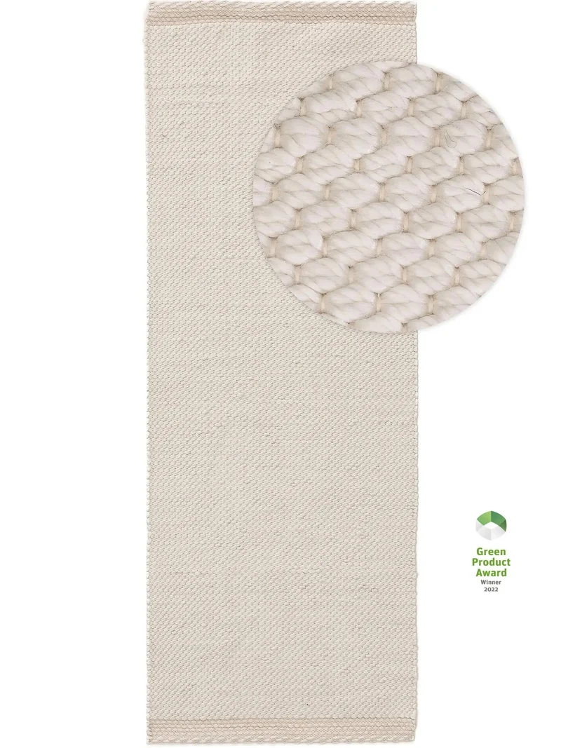 Tapis scandinave tressé de couloir crème d'intérieur et d'extérieur 70x200 cm