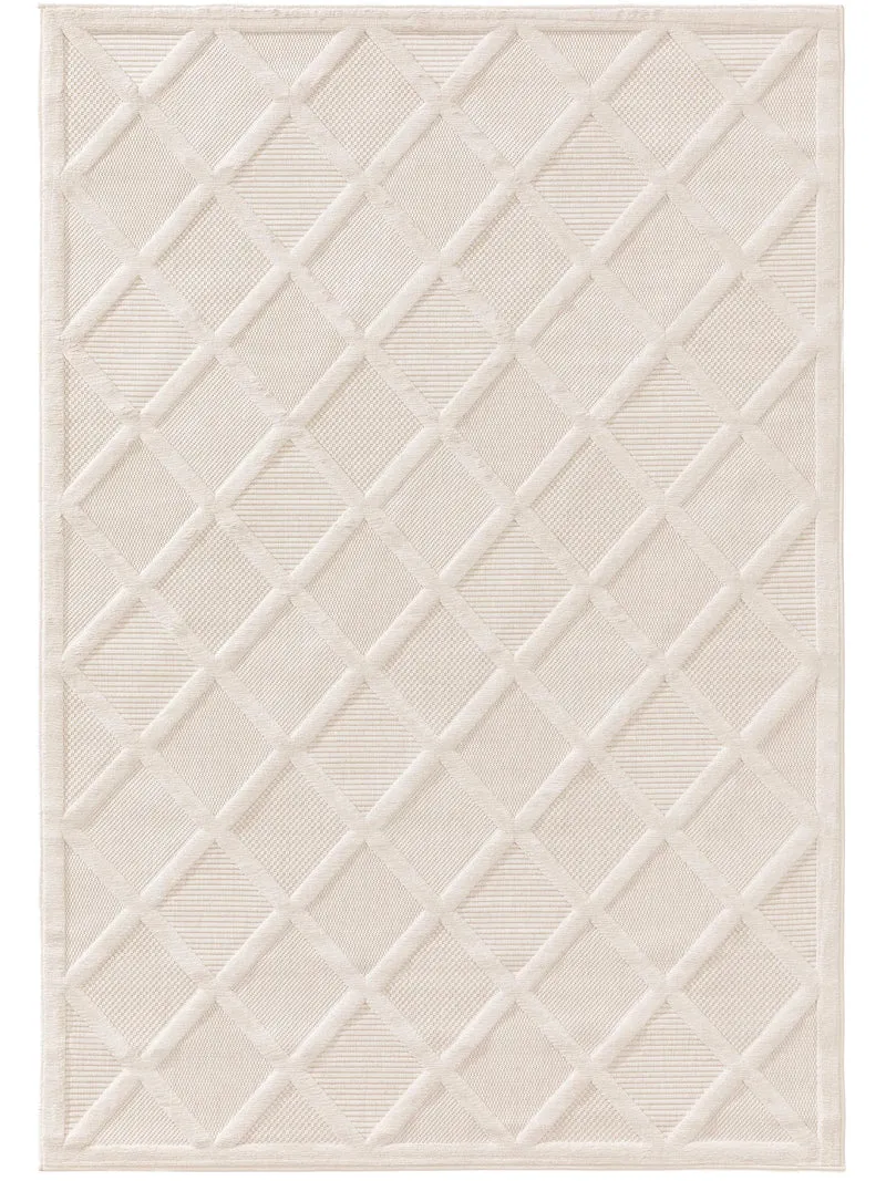 Tapis géométrique crème d'intérieur et d'extérieur 80x150 cm